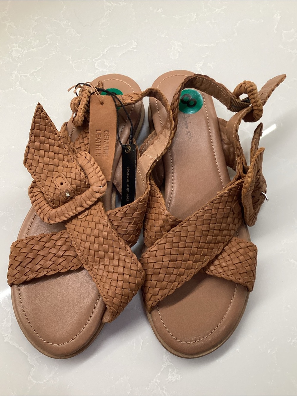 NWT || House of Harlow 1960 Braided Tan Leather Flat Sandals Size: 8